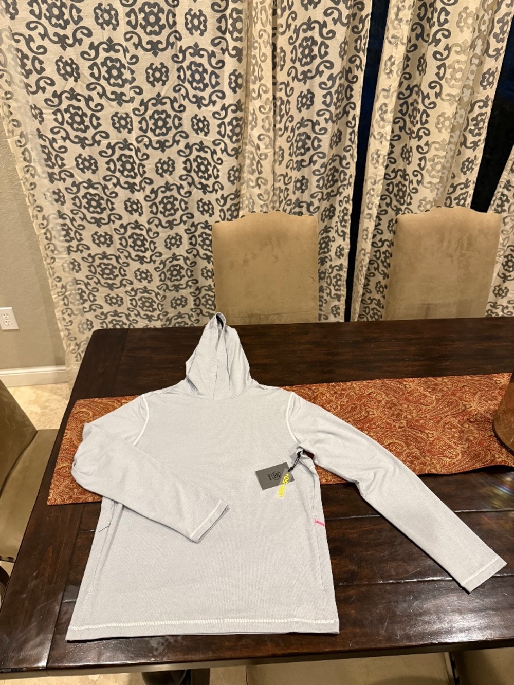 G/FORE Men's Medium Light Heather Grey Brushed Back Tech Terry Hoodie MSRP $175